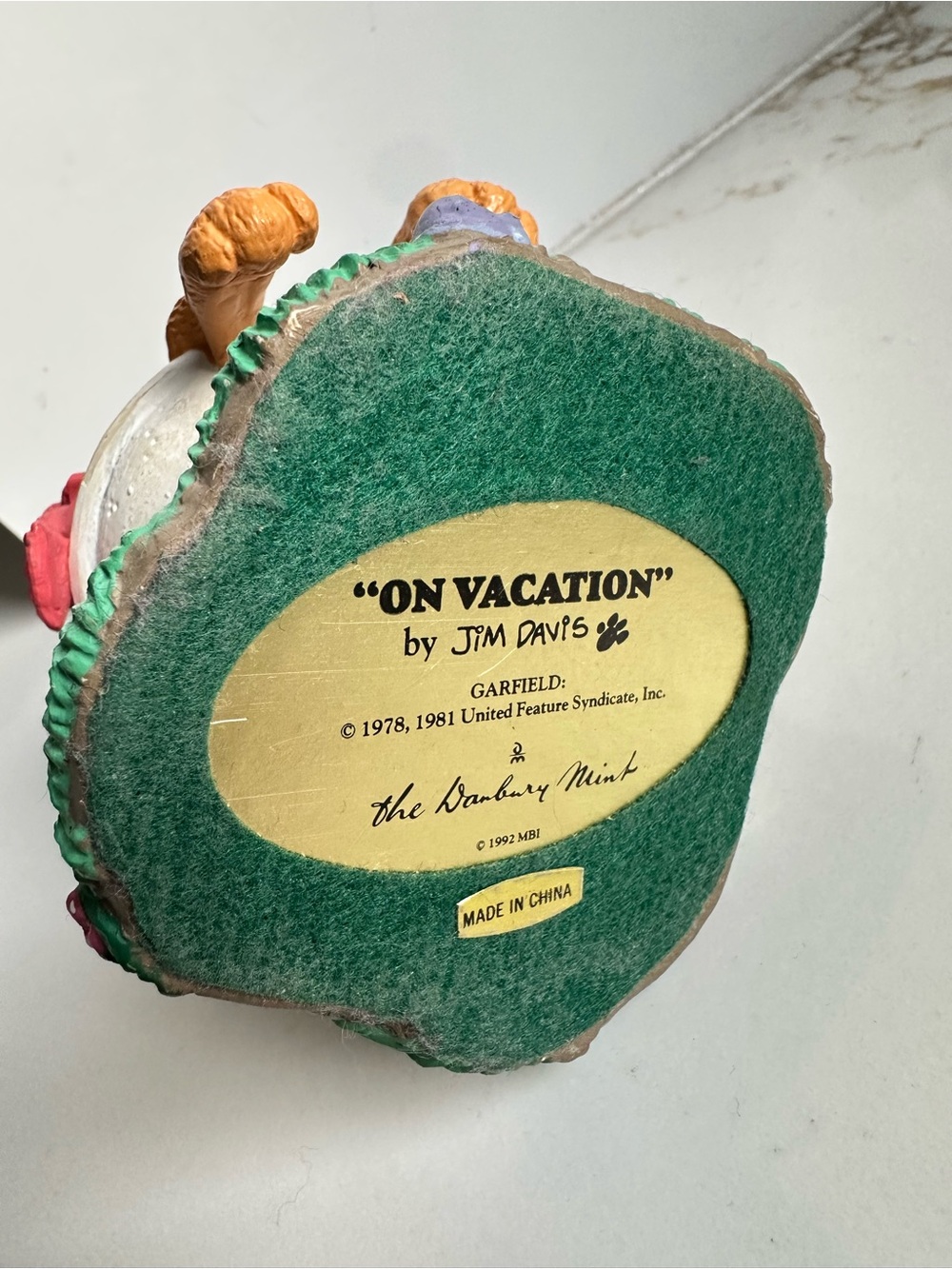 Garfield On Vacation Birdbath Figurine Jim Davis Archives Studio Danbury Mint 92 - Picture 3 of 3